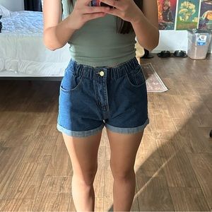 Size 0 High Waist Pull on Denim Shorts